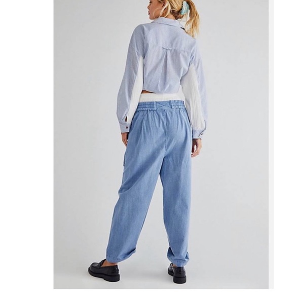 Free People Be The Change Slouch Harem Pants in Blue - Picture 2 of 3